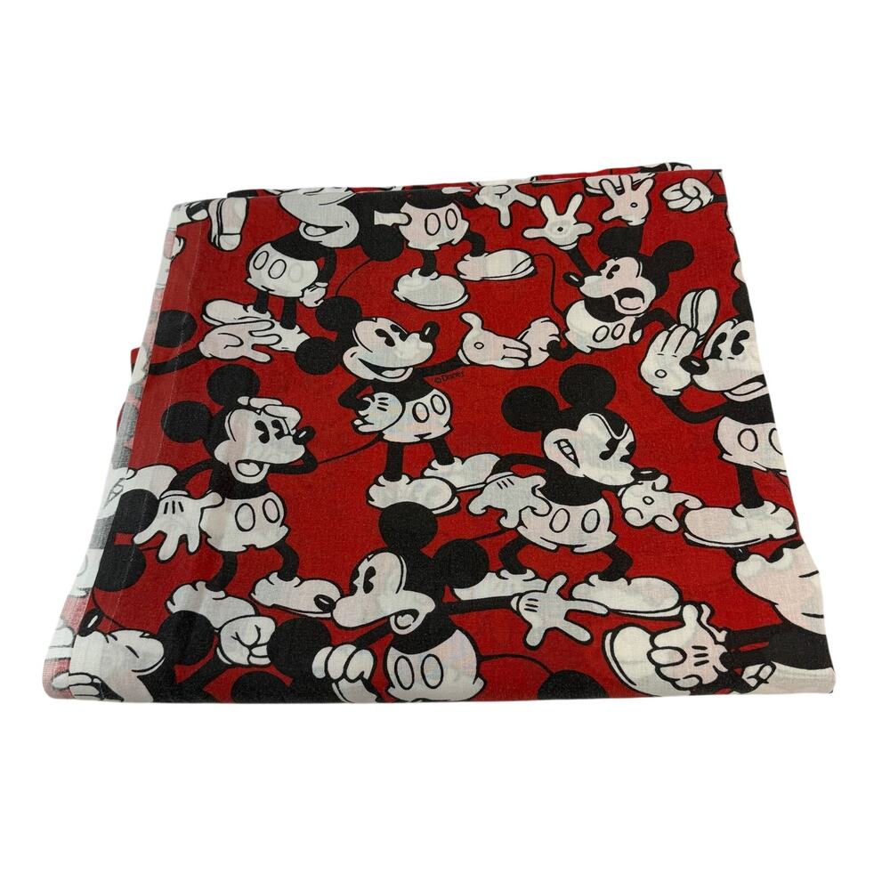 Disney Mickey Mouse Twin Flat Sheet Red Black White Vtg 70s 80s Bedding